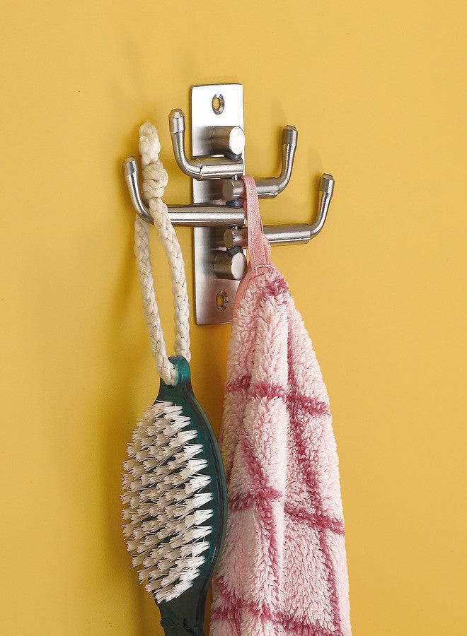 iSTAR Flexible 4 Pin Stainless Steel Hooks Bathroom Cloth Hanger Wall Hook Door Robe Hooks for Hanging Keys,Clothes,Towel Steel Hook (Pack of 3) - Image 2